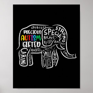 Autism Awareness Elephant Acceptance Autistic Mana Poster