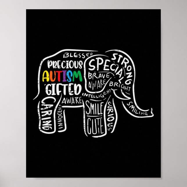 Autism Awareness Elephant Acceptance Autistic Mana Poster (Framsidan)