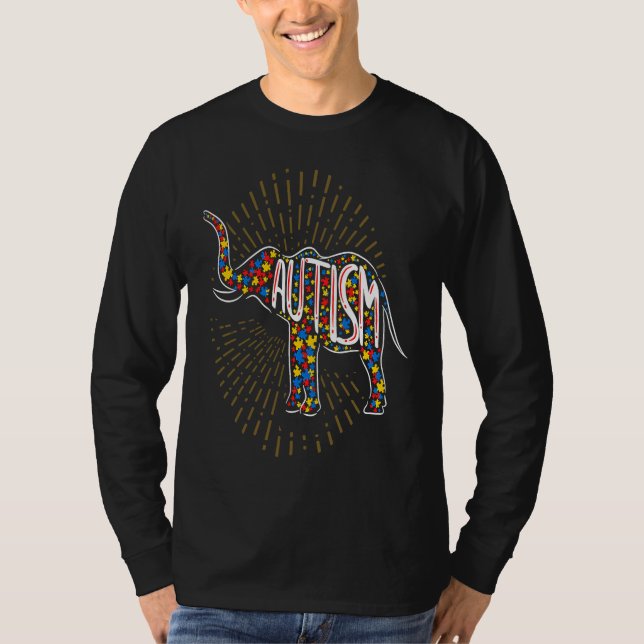 Autism Awareness Elephant  Boys Kids Men Girls Wom T Shirt (Framsida)