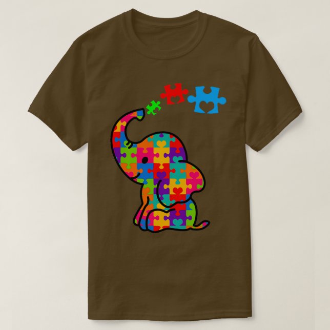 Autism Awareness Elephant Gift Cute Elephant Puzzl T Shirt (Design framsida)