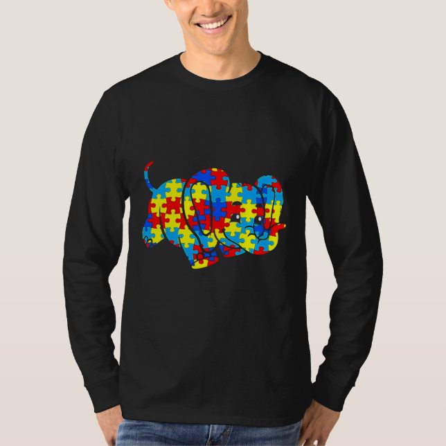 Autism Awareness Elephant Gift T Shirt (Framsida)