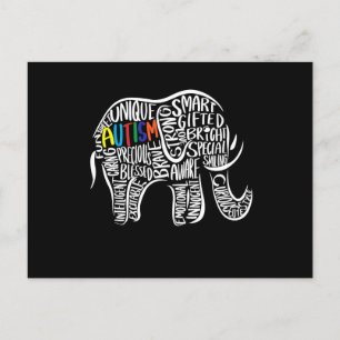 Autism Awareness Elephant Helg Vykort