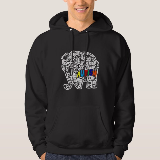 Autism Awareness Elephant Hoodie (Framsida)
