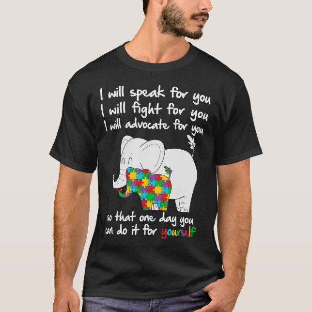 Autism Awareness Elephant Mamma Lärare I ska tala T Shirt (Framsida)