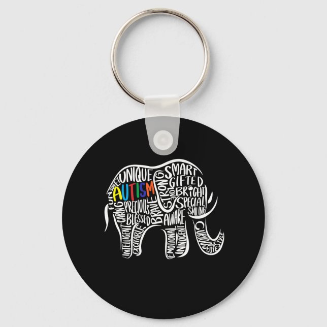Autism Awareness Elephant Nyckelring (Framsida)