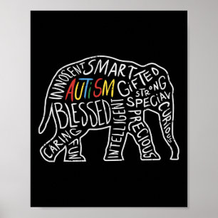 Autism Awareness Elephant Ord Animal Lover Gift Poster