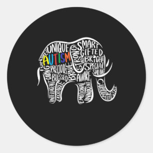 Autism Awareness Elephant Runt Klistermärke