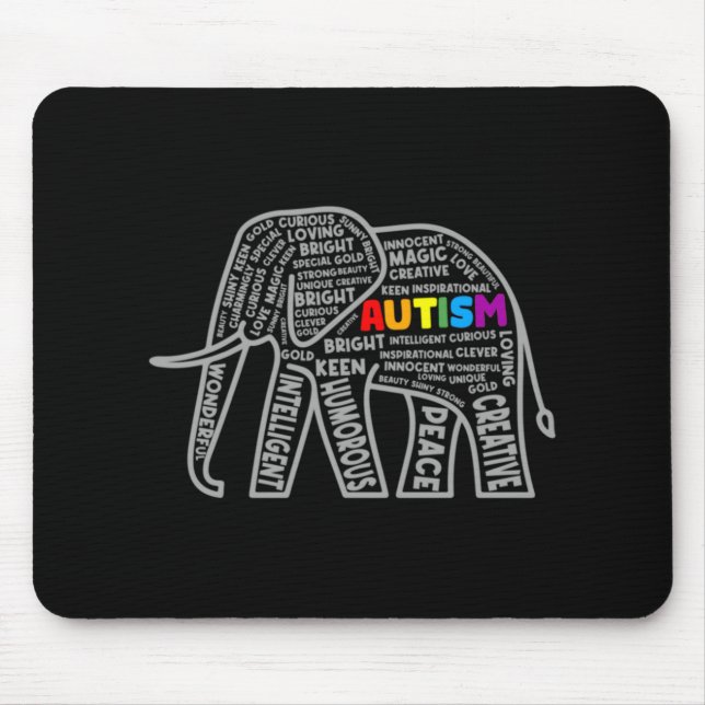 Autism Awareness Elephant Tygraphy T Shirt  Musmatta (Framsidan)