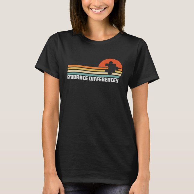 Autism Awareness Embrace Differace Support Autis T Shirt (Framsida)