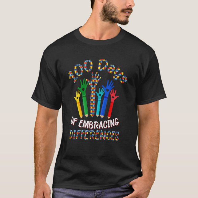autism awareness embrace differences 100 days of s t shirt (Framsida)