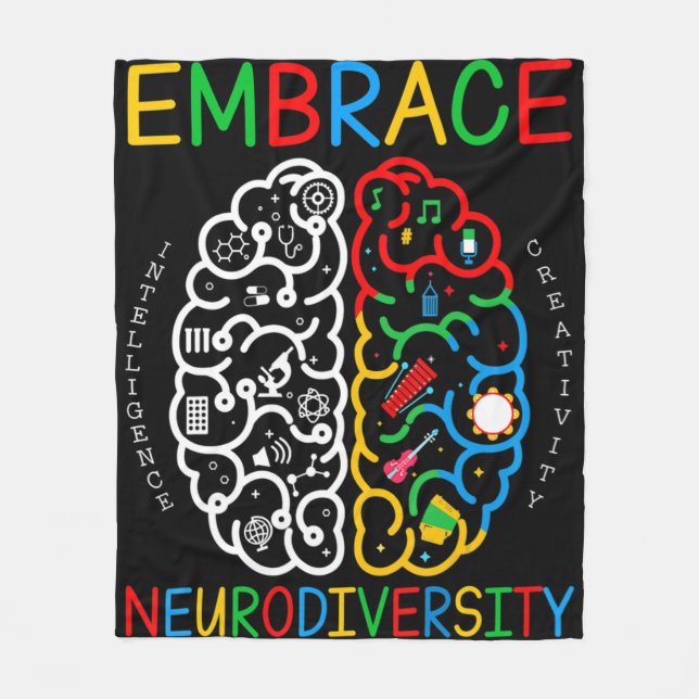 Autism Awareness  Embrace Neurodiversity ADHD Auti Fleecefilt (Framsidan)