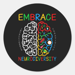 Autism Awareness Embrace Neurodiversity ADHD Auti Runt Klistermärke