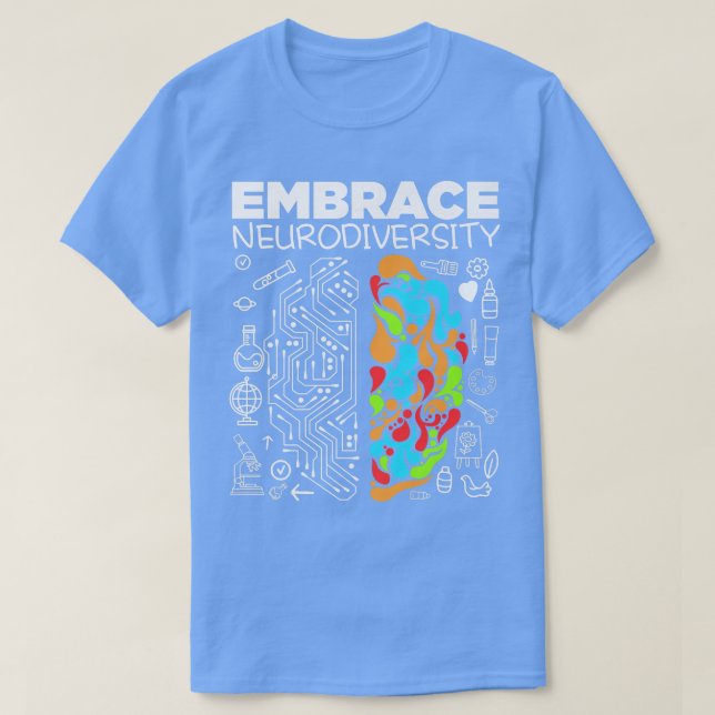 Autism Awareness Embrace Neurodiversity Brain ADHD T Shirt (Design framsida)