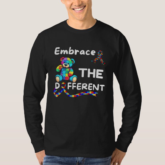 Autism Awareness Embrace The Different Unmasking A T Shirt (Framsida)