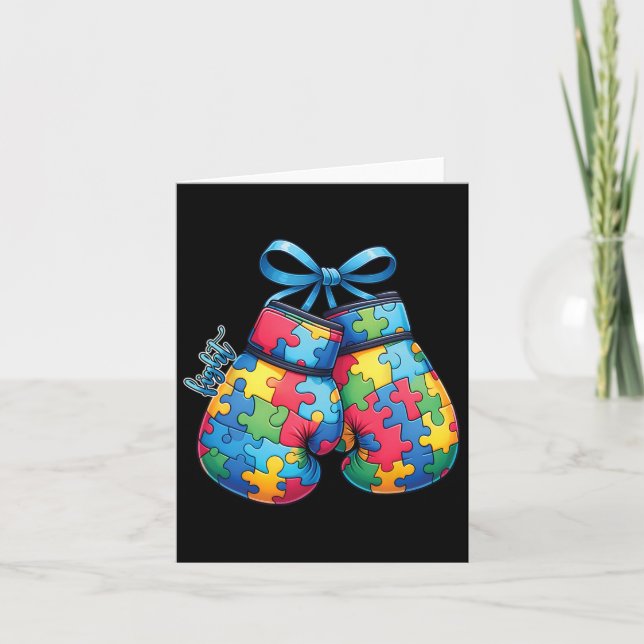 Autism Awareness Family Boxing Handskar Autism Mam Kort (Framsida)