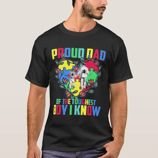 Autism Awareness Family Proud Dad Of The Toughest  T Shirt (Framsida)