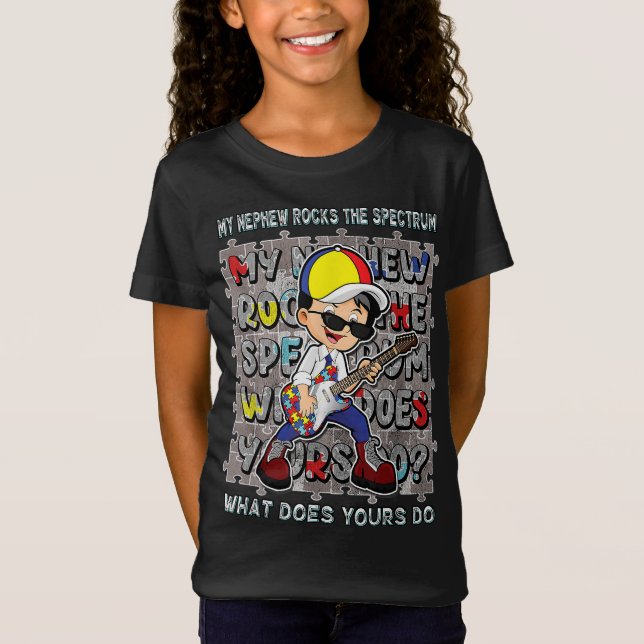 Autism Awareness farbror Moster Tee My Nephew Sten (Framsida)