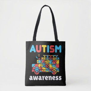 Autism Awareness Firefighter Fire Lastbil Puzzle Tygkasse