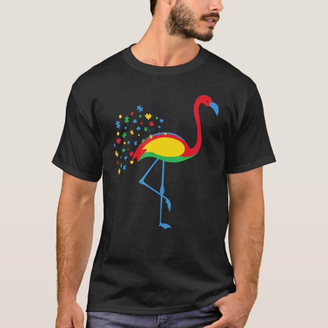 Autism Awareness Flamingo Färg Puzzle Kindness Au T Shirt (Framsida)