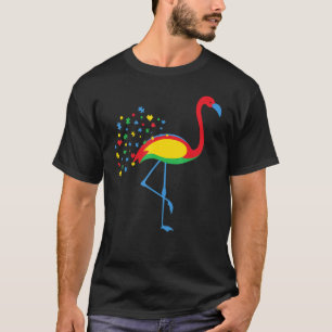 Autism Awareness Flamingo Färg Puzzle Kindness Au T Shirt