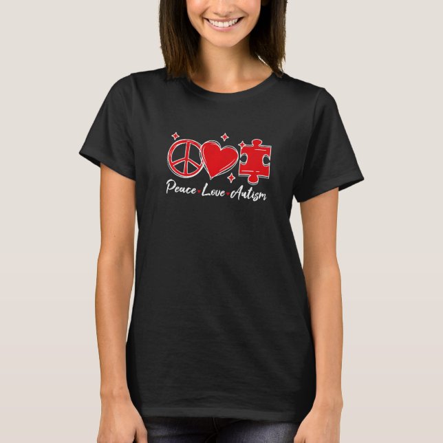 Autism Awareness Funny Peace Kärlek Puzzle Kids Bo T Shirt (Framsida)