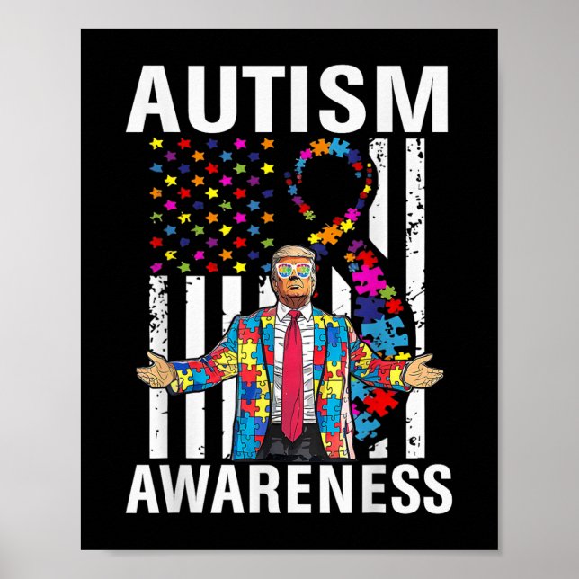 Autism Awareness Funny Trump Support Autistic US F Poster (Framsidan)