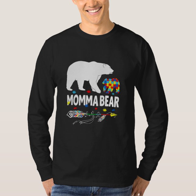 Autism Awareness Gift Momma Bear Support Autistic  T Shirt (Framsida)