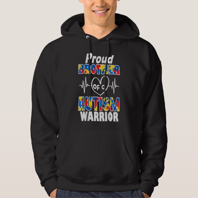 Autism Awareness Gifts Proud Brother of a Autism Hoodie (Framsida)