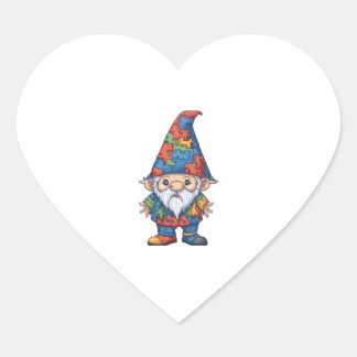 Autism Awareness Gnome - Celebrate Neurodiversity Hjärtformat Klistermärke