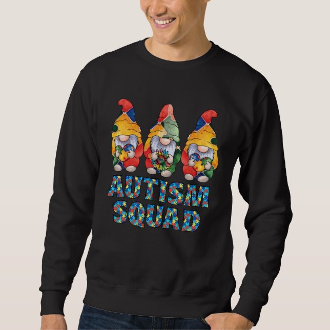 Autism Awareness Gnomes Puzzle Autism Squad Be Kin Lång Ärmad Tröja (Framsida)