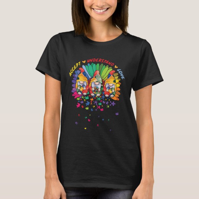 Autism Awareness Gnomes Puzzle Kindness T Shirt (Framsida)