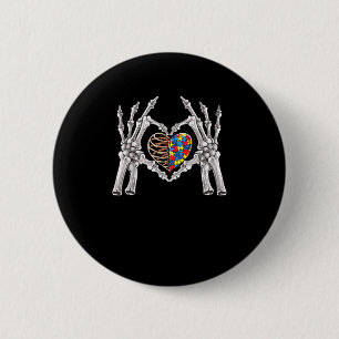 Autism Awareness Gothic Skull Hand Autism Puzzle P Knapp