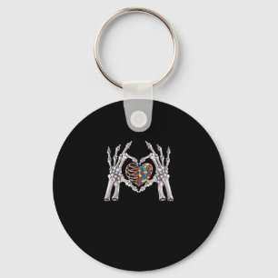 Autism Awareness Gothic Skull Hand Autism Puzzle P Nyckelring