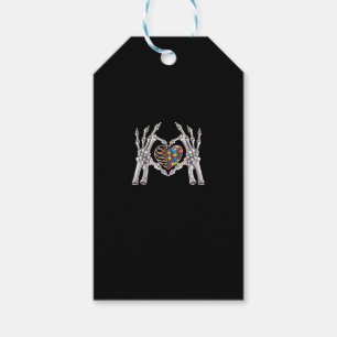 Autism Awareness Gothic Skull Hand Autism Puzzle P Presentetikett