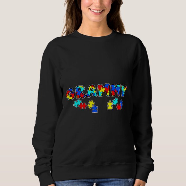 Autism Awareness Grammy Puzzle T Shirt (Framsida)