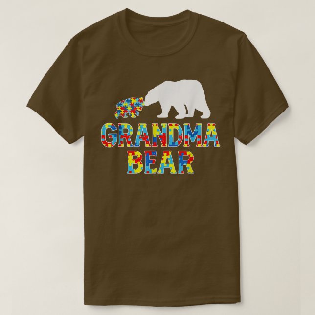 Autism Awareness Grandma Bear Puzzle Support Autis T Shirt (Design framsida)