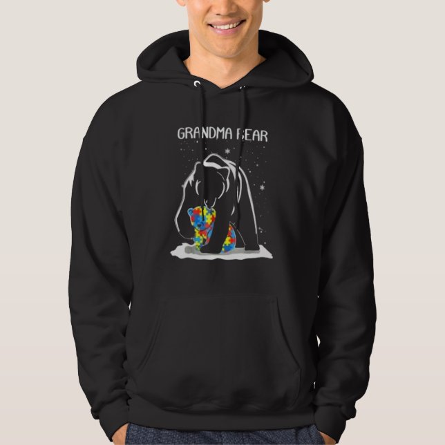 Autism Awareness Grandma Bear Support Autistic Adu Hoodie (Framsida)