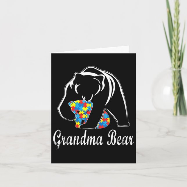 Autism Awareness Grandma Bear Support Autistic Adu Kort (Framsida)