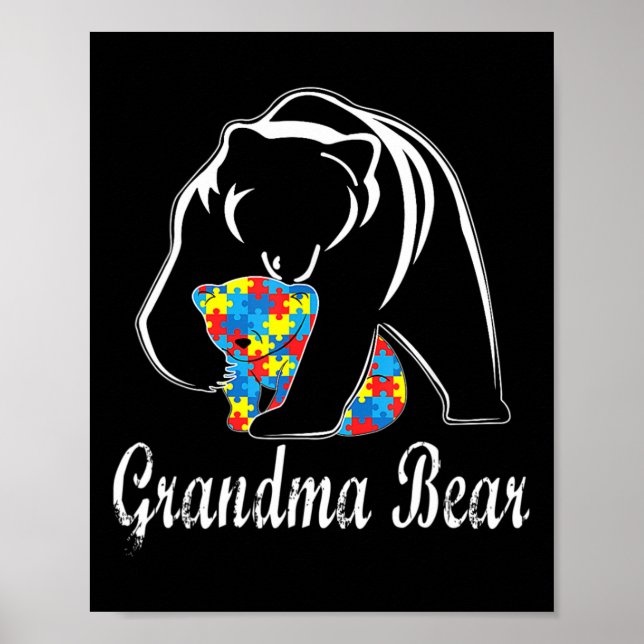 Autism Awareness Grandma Bear Support Autistic Adu Poster (Framsidan)