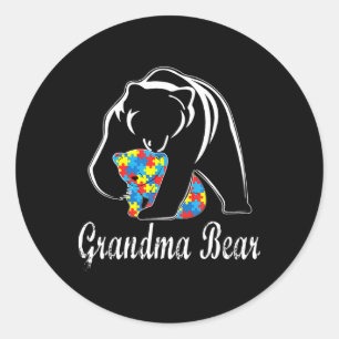 Autism Awareness Grandma Bear Support Autistic Adu Runt Klistermärke