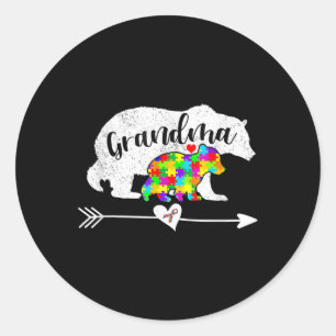 Autism Awareness Grandma Bear Support Autistic Adu Runt Klistermärke