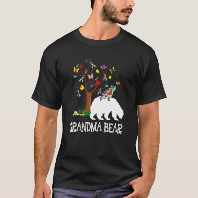 Autism Awareness Grandma Bear Support Autistic Adu T Shirt (Framsida)