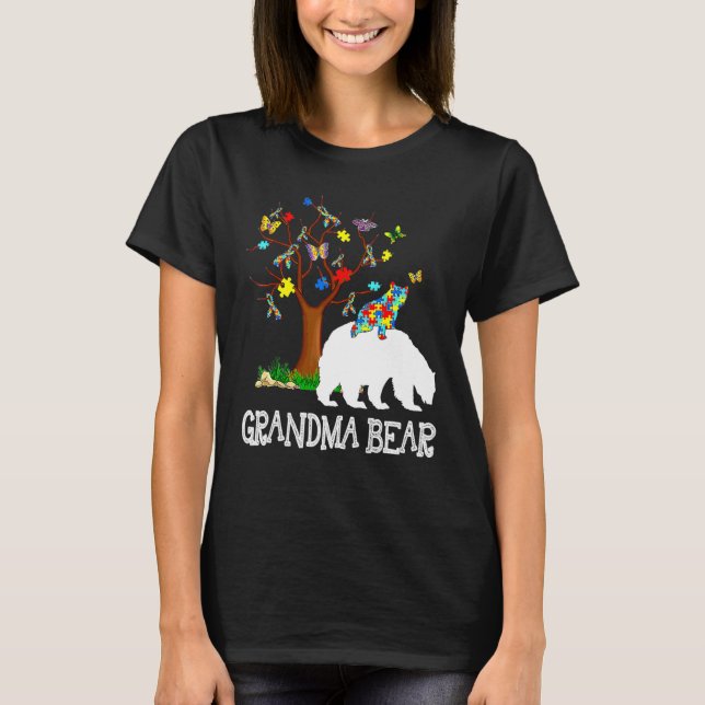 Autism Awareness Grandma Bear Support Autistic Adu T Shirt (Framsida)