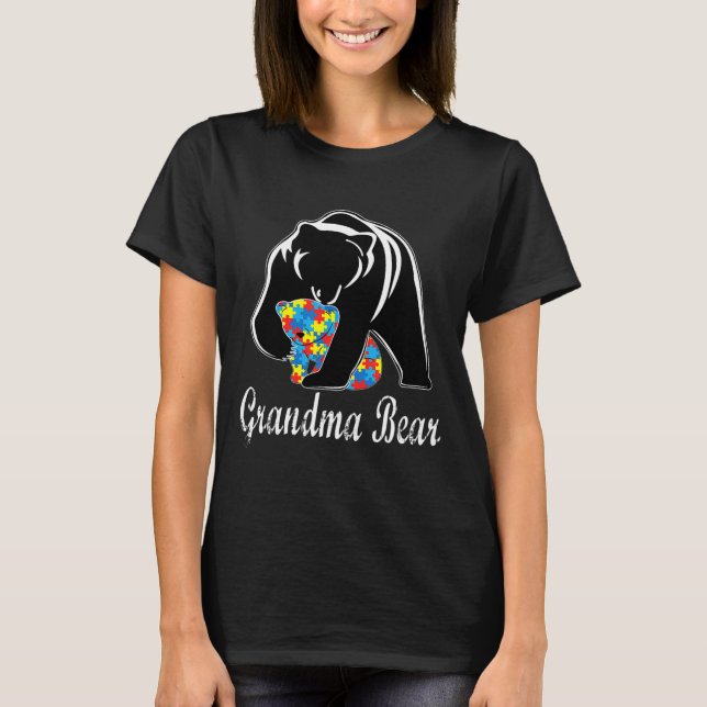 Autism Awareness Grandma Bear Support Autistic Adu T Shirt (Framsida)