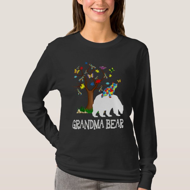 Autism Awareness Grandma Bear Support Autistic Adu T Shirt (Framsida)