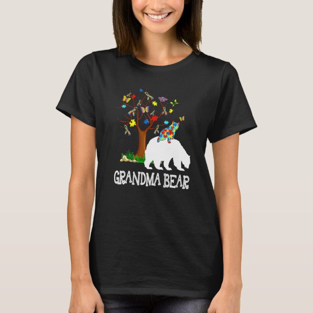 Autism Awareness Grandma Bear Support Autistic Adu T Shirt (Framsida)