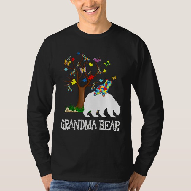 Autism Awareness Grandma Bear Support Autistic Adu T Shirt (Framsida)