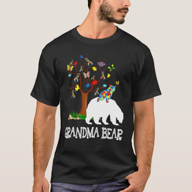 Autism Awareness Grandma Bear Support Autistic Adu T Shirt (Framsida)