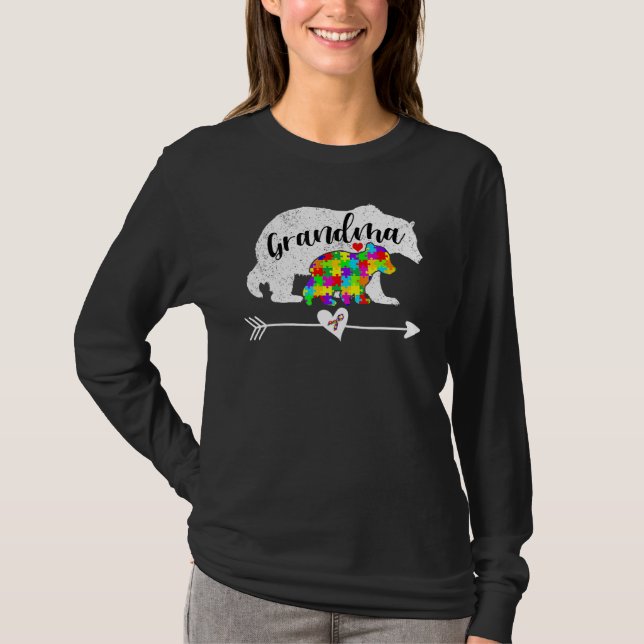 Autism Awareness Grandma Bear Support Autistic Adu T Shirt (Framsida)
