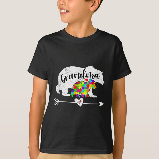 Autism Awareness Grandma Bear Support Autistic Adu T Shirt (Framsida)
